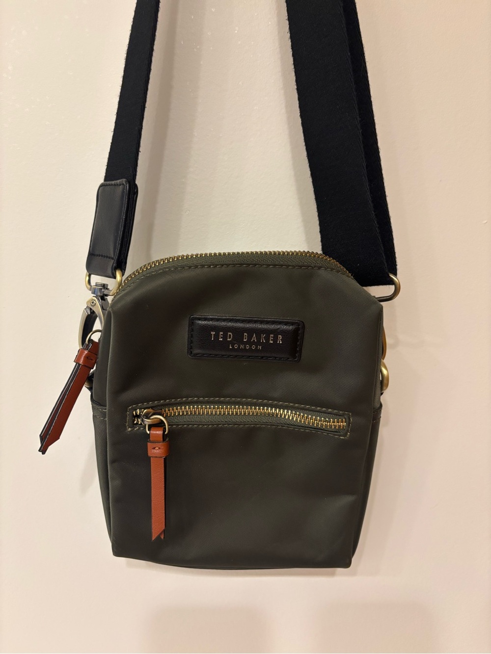 Ted Baker Olive Crossbody Bag with Black Strap